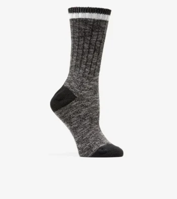 Fashion Cole Haan 1 Pack Marled Foldover Casual Crew Socks Black