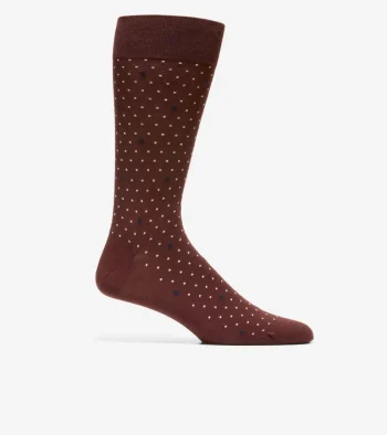 Fashion Cole Haan 1 Pack Men's Polka Dot Dress Crew Socks DarkBrown