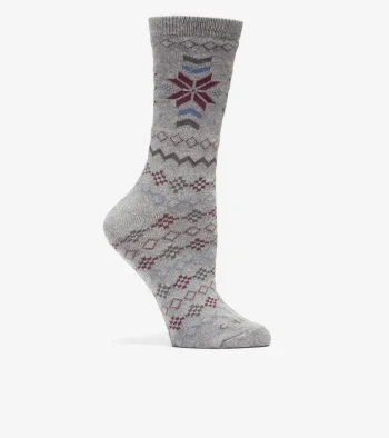 Best Cole Haan 1 Pack New Fair Isle Dress Crew Socks MediumGreyHeather