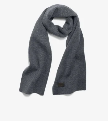 Fashion Cole Haan Birdseye Knit Scarf CaviarGray