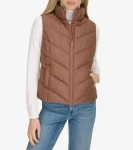 Outlet Cole Haan Chevron Polyfill Zip Front Vest Toffee