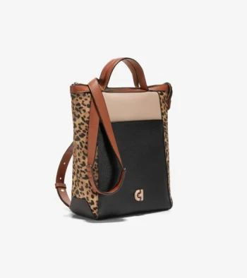 Best Cole Haan Grand Ambition Small Convertible Luxe Backpack Leopard-Black-DarkChocolate-BritishTan-Sesame