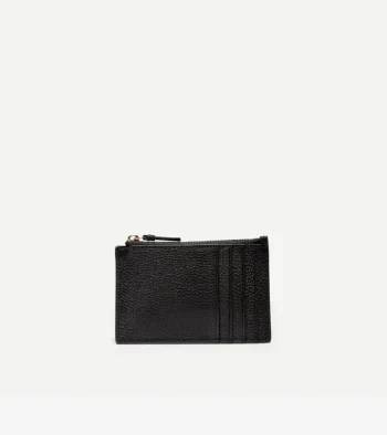 Online Cole Haan GRANDSERIES Card Case With Zip BlackPebbledLeather