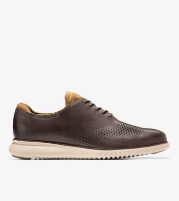 New Cole Haan Men's 2.ZER&Oslash;GRAND Laser Wingtip Oxfords Mulch-OxfordTan