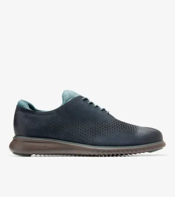Best Cole Haan Men's 2.ZER&Oslash;GRAND Laser Wingtip Oxfords Blueberry-Lava-NorthAtlantic