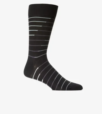 Best Cole Haan Men's Broken Stripe Dress Crew Socks Black