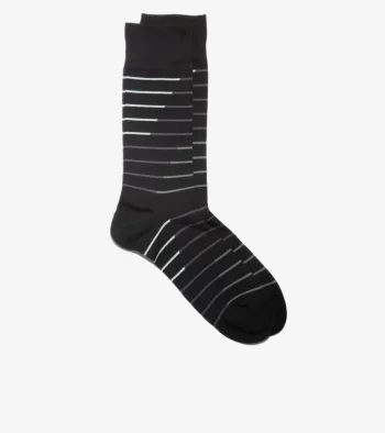 Best Cole Haan Men's Broken Stripe Dress Crew Socks Black