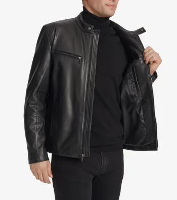 Online Cole Haan Men's Classic Zip-Front Moto Jacket Black