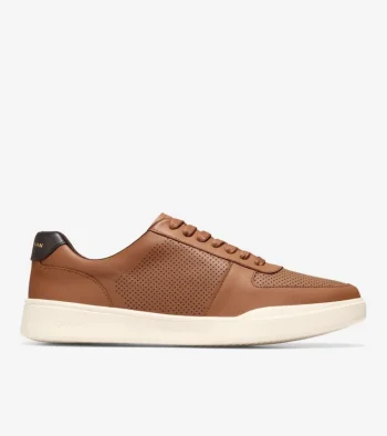 Clearance Cole Haan Men's Grand Crosscourt Modern Tennis Sneakers BritishTanPerforated-DarkBrown