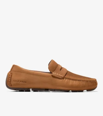 Sale Cole Haan Men's Grand Laser Penny Drivers GoldenHoney-Madeira