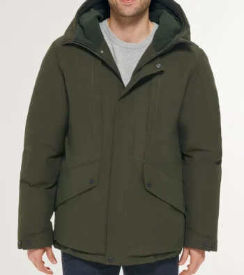 Clearance Cole Haan Men's Hooded Puffer Jacket Olive