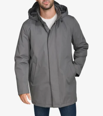 Fashion Cole Haan Men's Hooded Rain Jacket Grey