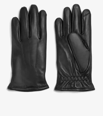 Fashion Cole Haan Men's Leather Touch Screen Gloves Black