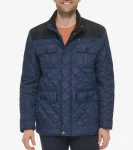 Discount Cole Haan Men's Mix Media Diamond Quilted Jacket Navy