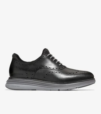 New Cole Haan Men's &Oslash;riginalGrand Ultra Wingtip Oxfords BlackLeather-QuietShade