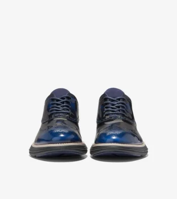 Best Cole Haan Men's ØriginalGrand Ultra Wingtip Oxfords PacificBlueBrush-Off-Black