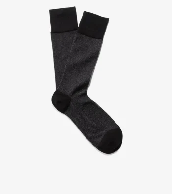 New Cole Haan Men's Pique Crew Socks Black