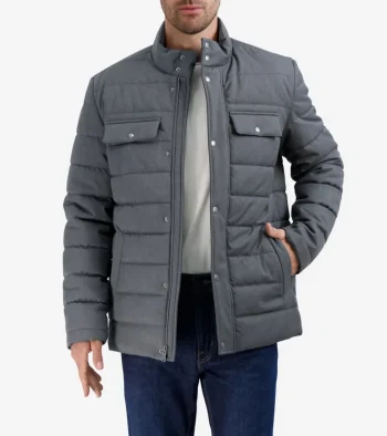 Hot Cole Haan Men's Quilted Rain Jacket LightGrey