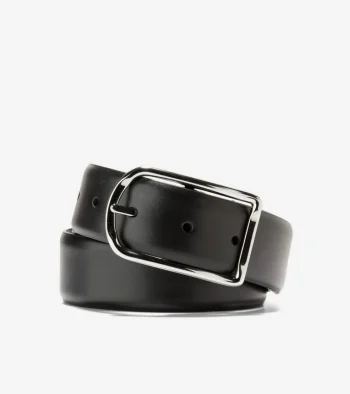 New Cole Haan Men's Reversible Center Bar Belt Black-Tan