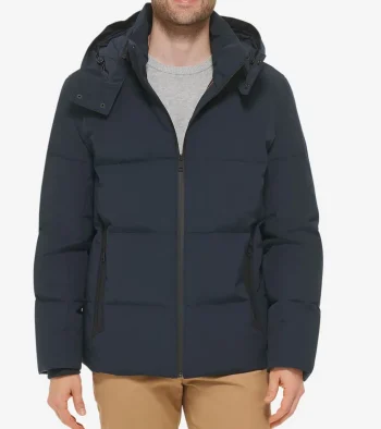 Hot Cole Haan Men's Short Tech Puffer Coat Navy