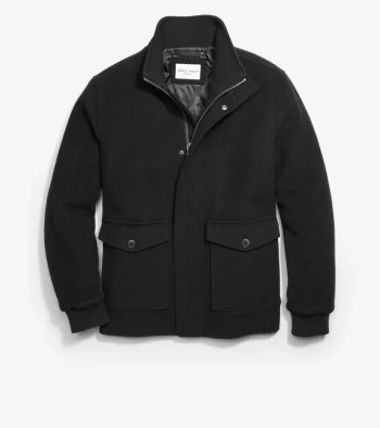 Sale Cole Haan Men's Stand Collar Bomber Jacket Black