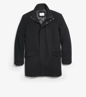Sale Cole Haan Men's Stand Collar Car Coat Black