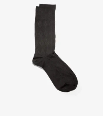 New Cole Haan Men's Tonal Argyle Crew Socks Black