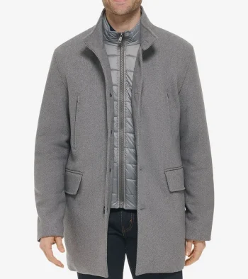 Sale Cole Haan Men's Wool Coat LightGrey