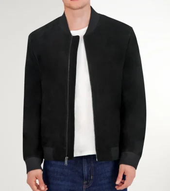 New Cole Haan Men's Zip-up Suede Jacket Black