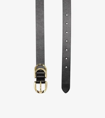 Sale Cole Haan Women's 25mm Slim Double Loop Belt Black