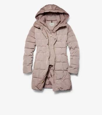 Online Cole Haan Women's 32" Signature Hooded Taffeta Down Coat Cashew