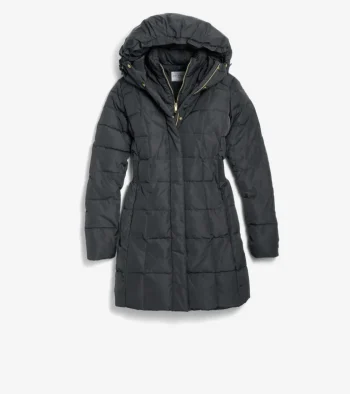 Fashion Cole Haan Women's 32" Signature Hooded Taffeta Down Coat Black