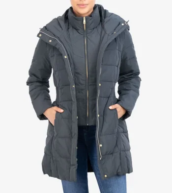 Online Cole Haan Women's 32" Taffeta Down Hooded Coat Graphite