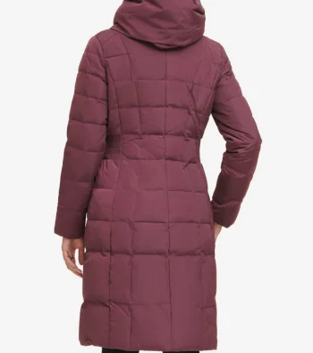 Hot Cole Haan Women's 40" Taffeta Down Hooded Coat Merlot