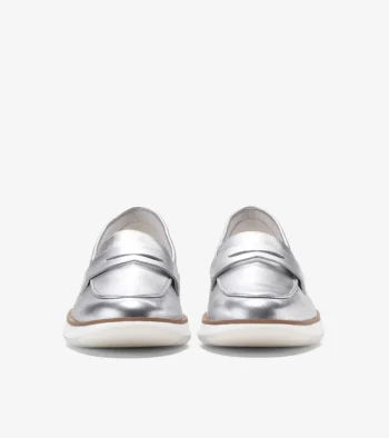 Discount Cole Haan Women's 4.ZERØGRAND Loafers Silver-OpticWhite