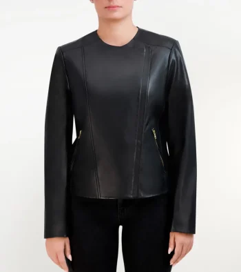 Hot Cole Haan Women's Asymmetrical Leather Jacket Black