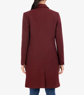 Discount Cole Haan Women's Asymmetrical Peak Lapel Coat Bordeaux
