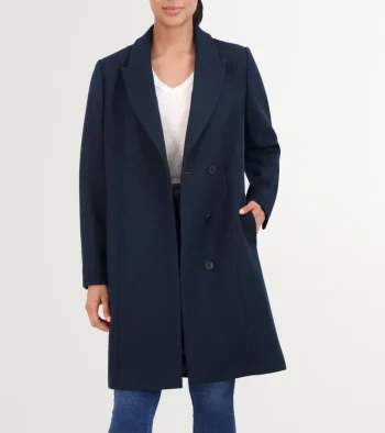 Best Cole Haan Women's Asymmetrical Peak Lapel Coat Navy