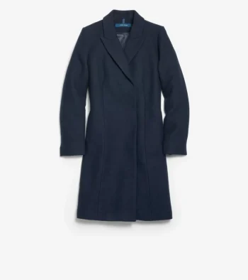 Best Cole Haan Women's Asymmetrical Peak Lapel Coat Navy