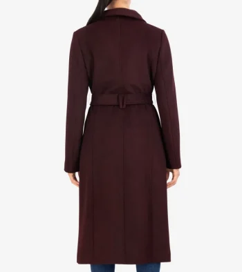 Clearance Cole Haan Women's Belted Long Coat Bordeaux