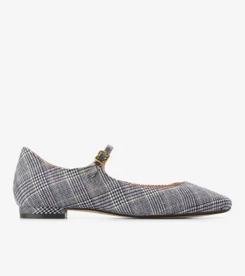 New Cole Haan Women's Bridge Mary Jane Ballet Flats MiniPlaid