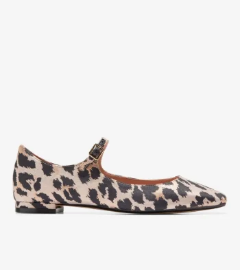Outlet Cole Haan Women's Bridge Mary Jane Ballet Flats LeopardPrintJacquard