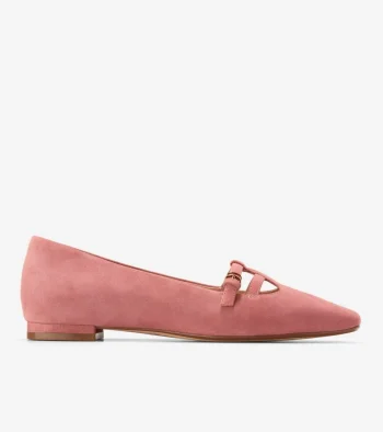 New Cole Haan Women's Brigid T-Strap Ballet Flats Rouge