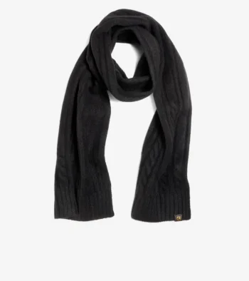 New Cole Haan Women's Cable Knit Scarf Caviar