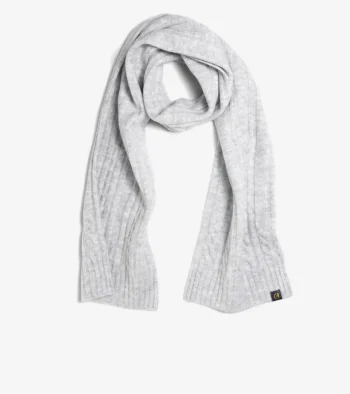 Best Cole Haan Women's Cable Knit Scarf SoftGrey