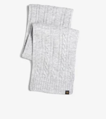 Best Cole Haan Women's Cable Knit Scarf SoftGrey