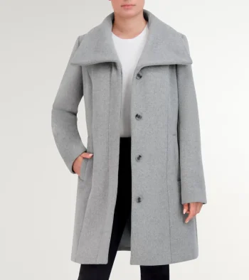 Hot Cole Haan Women's Convertible Collar Button-Up Coat LightGrey