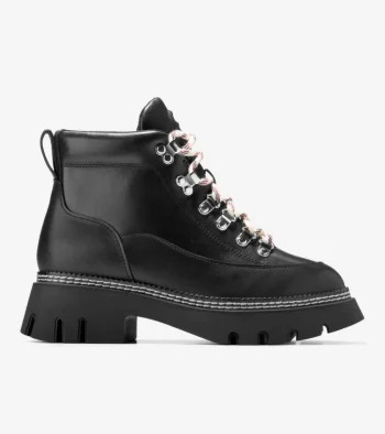 New Cole Haan Women's Delilah Waterproof Lace-Up Boots Black
