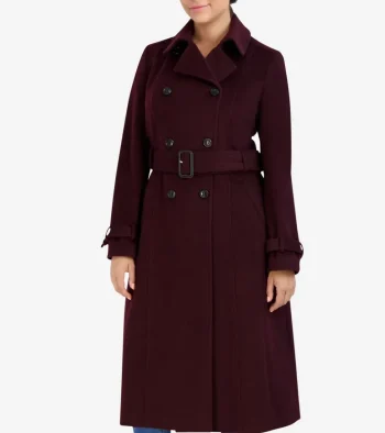 Clearance Cole Haan Women's Flared Trench Coat Bordeaux