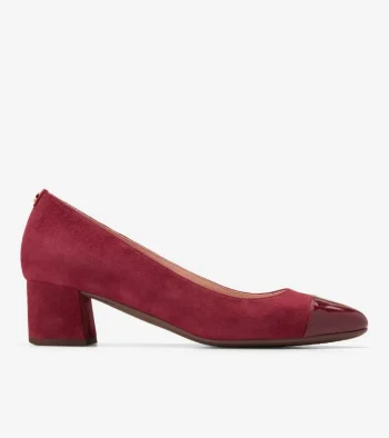 New Cole Haan Women's Go-To Block Heel Pumps 45MM BlackCherryPatent
